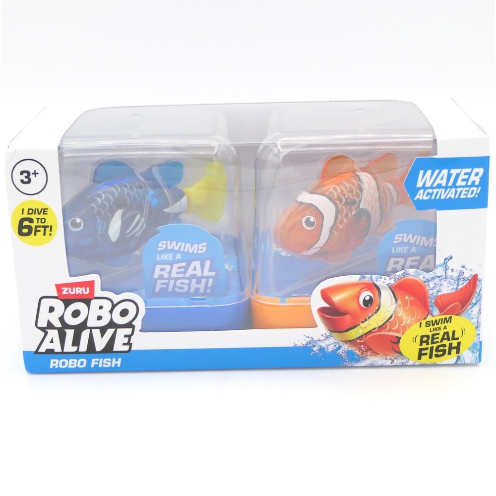 Zuru Robo Alive Water Activated Robo Fish 2 Pack Blue & Orange Dives 6 Ft Age 3+